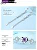 Zhenrong 925 Silver Heart Bracelet with Purple & White Diamonds