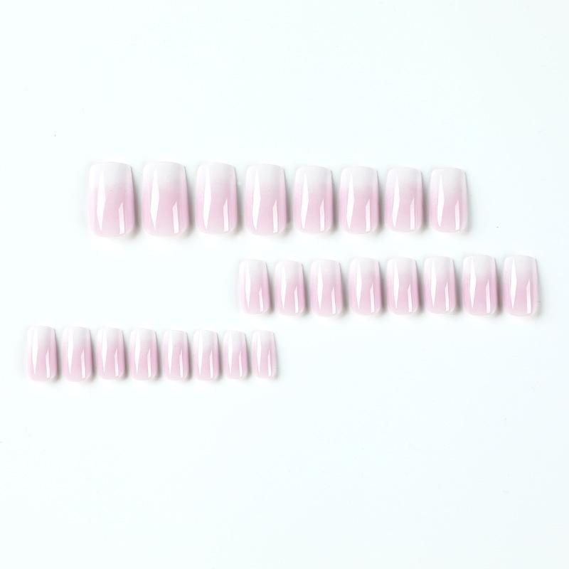 Punte Unghie French Ombre Bianche Press-On - Manicure Rimovibile, Indossabile