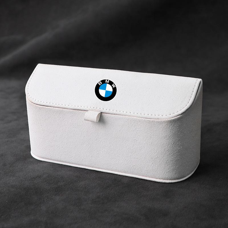 High-Quality Suede Car Sun Visor Glasses Box Car Badge Sunglasses Clips Glasses Box For BMW X1 X2 X3 X5 X4 X6 X7 G30 G20 G32 G11 QH9