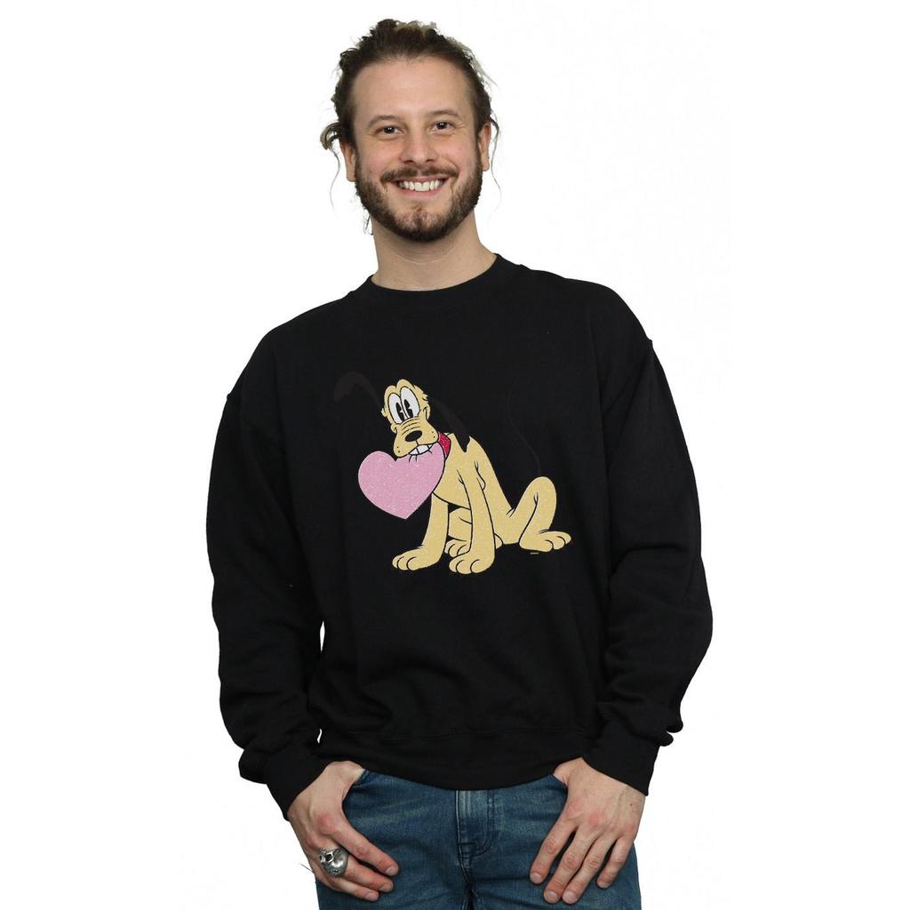 Disney Mens Pluto Love Heart Sweatshirt