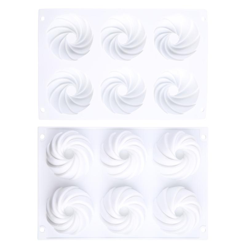 Stampo in Silicone a 6 Fori a Spirale per Torta, Gelato, Cioccolato, Sapone, Cupcake 3D, Stampo da Forno, Pirofila, Stampo per Muffin