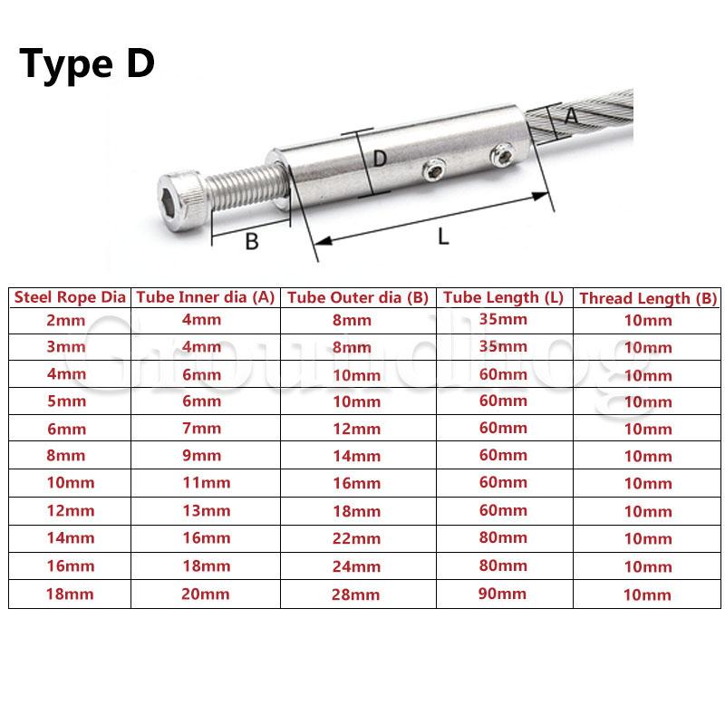 Нержавеющая сталь 304, резьба для перил, обжимной трос, натяжитель троса, концевой зажим приемника, крестообразный зажим, такелажное оборудование TYPE D 6MM