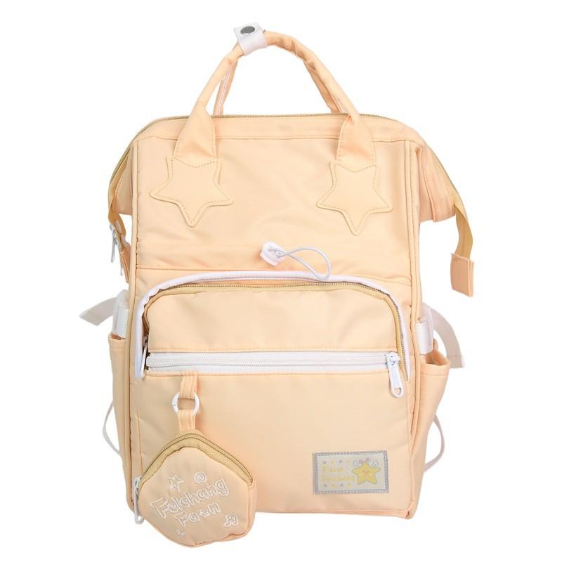 Star Splicing Cute Design Student Backpack With Coin Purse For Daily Use