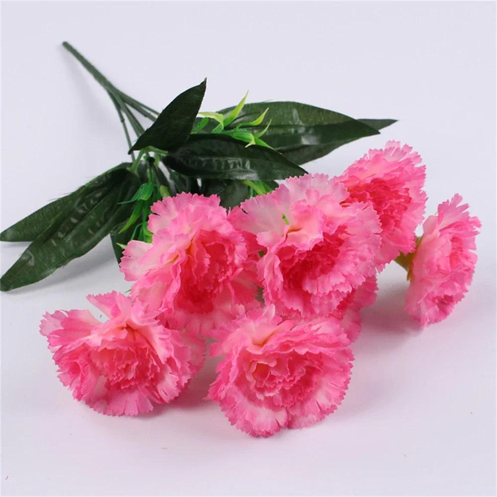 10 Head Carnation Artificial Flowers Bouquet Plastic Silk Fake Flowers Simulation Plants Decor For Wedding Accessory In Stock