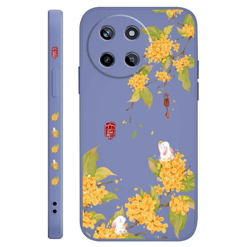 

Osmanthus Rabbit Phone Case For OPPO Realme 12 11 10 9 9i 8 8i 7 Pro Plus C35 C21Y C25Y C25 4G 5G Liquid Silicone Cover Realme 11 Pro светло-синий