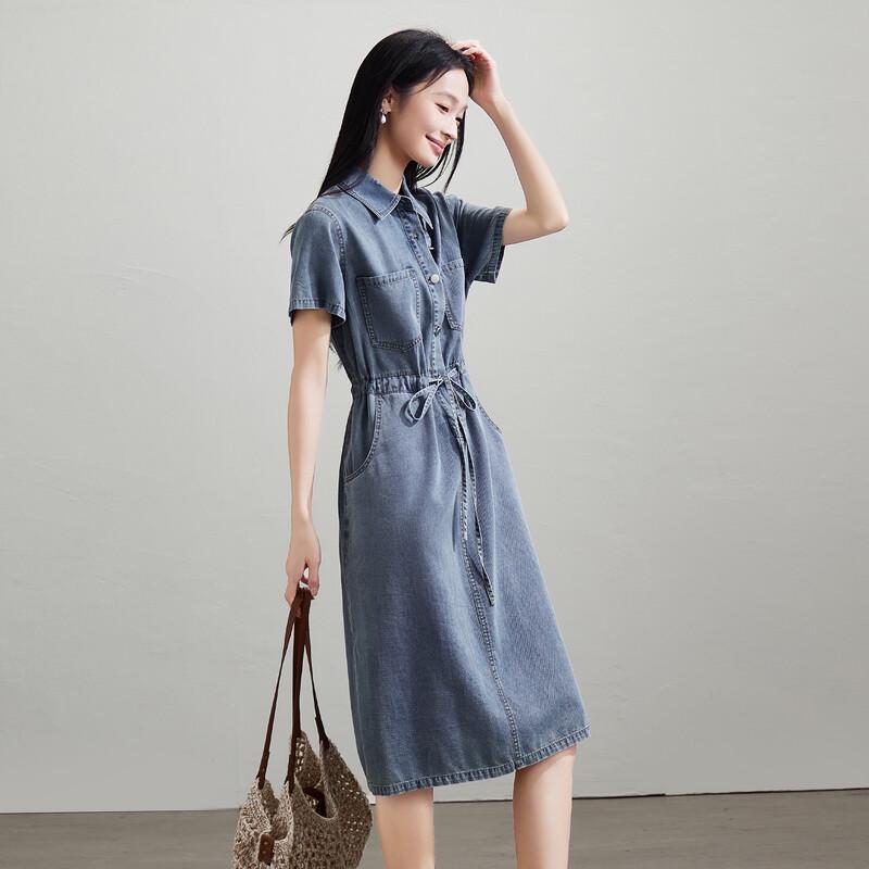 SOFSIL Women's 2026 Summer Commuter Denim A-Line Dress