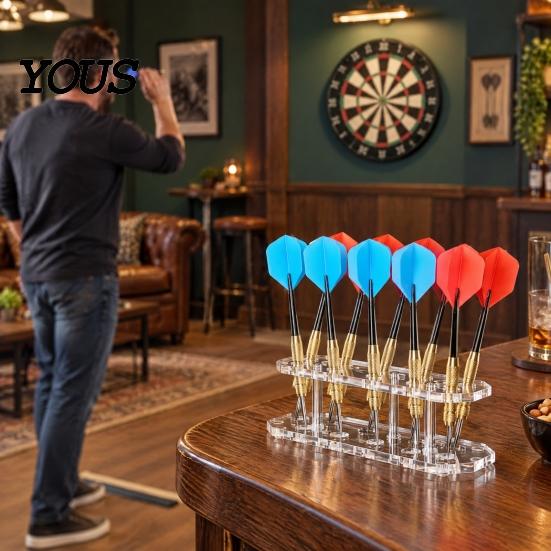 Dart Rack for Bar Acrylic Display Stand, 8 Caapcity Oblique Design Organizer, Space Wall Hanging Saving Desktop Storage Game Room And Home Decor