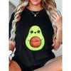 Avocado Print Oversized T-Shirt Black Cute Avocado Design For Casual Wear And Everyday Outfits