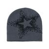 2025 autumn and winter new wool hat outdoor cycling pullover hat pentagram jacquard knitted hat cold hat men