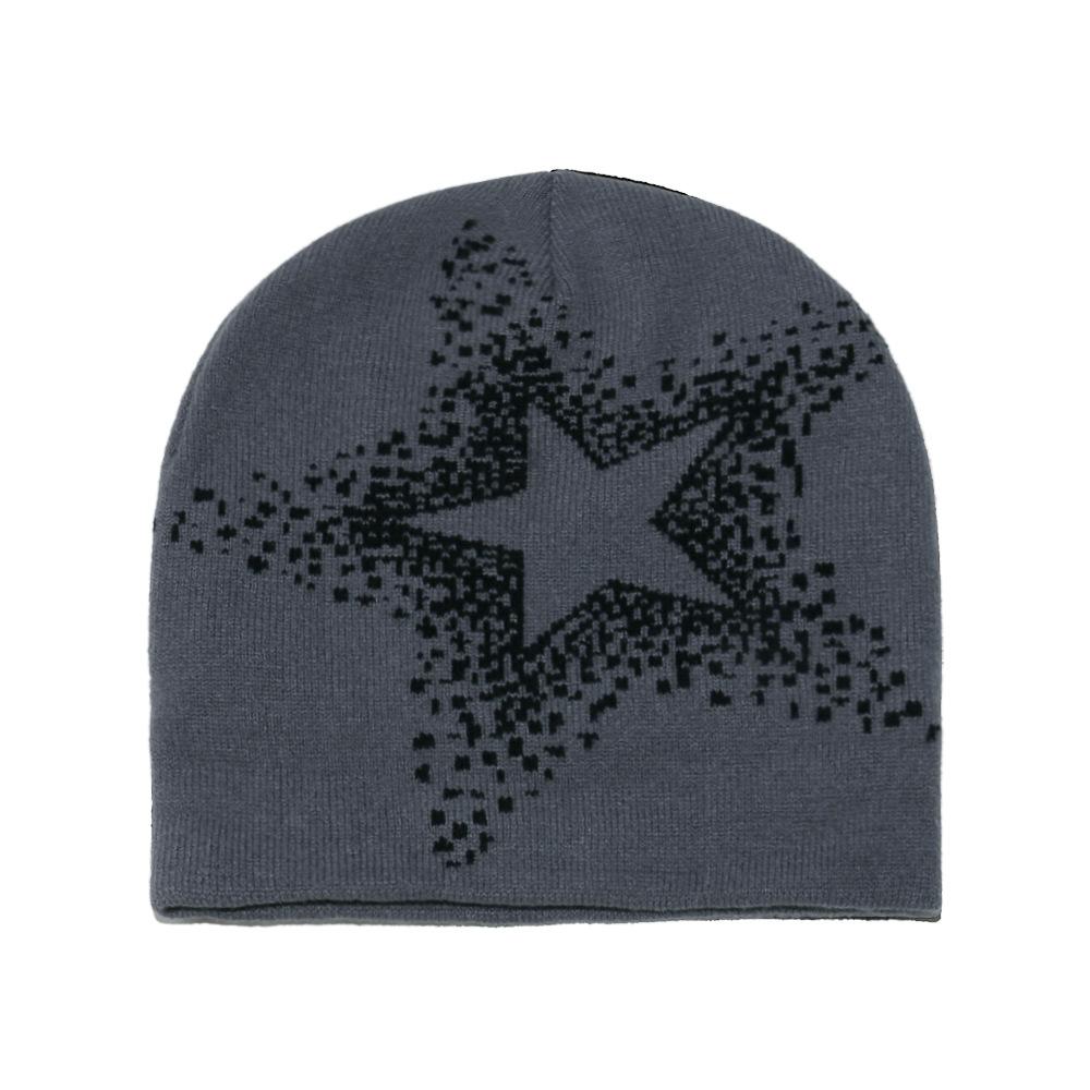 2025 autumn and winter new wool hat outdoor cycling pullover hat pentagram jacquard knitted hat cold hat men