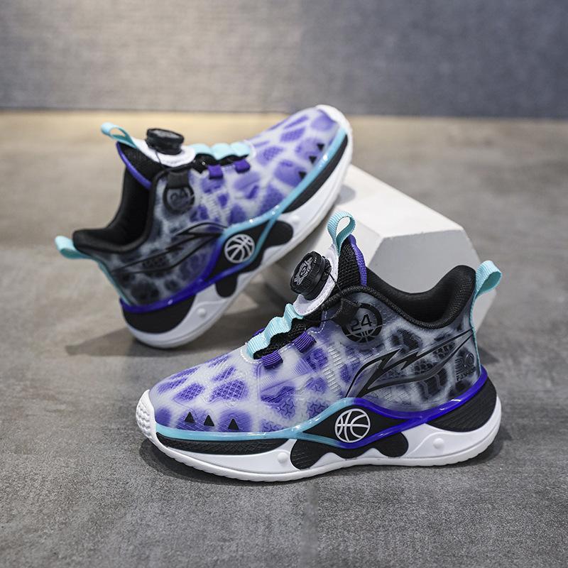 Boys basketball shoes children's mesh breathable sports shoes 2025 autumn new student travel shoes medium and older children's wave shoes
