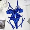 Yimunancy Satin Solid Sexy Lingerie Set Women 2-Piece Bra + Brief Underwear Set Erotic Intimates