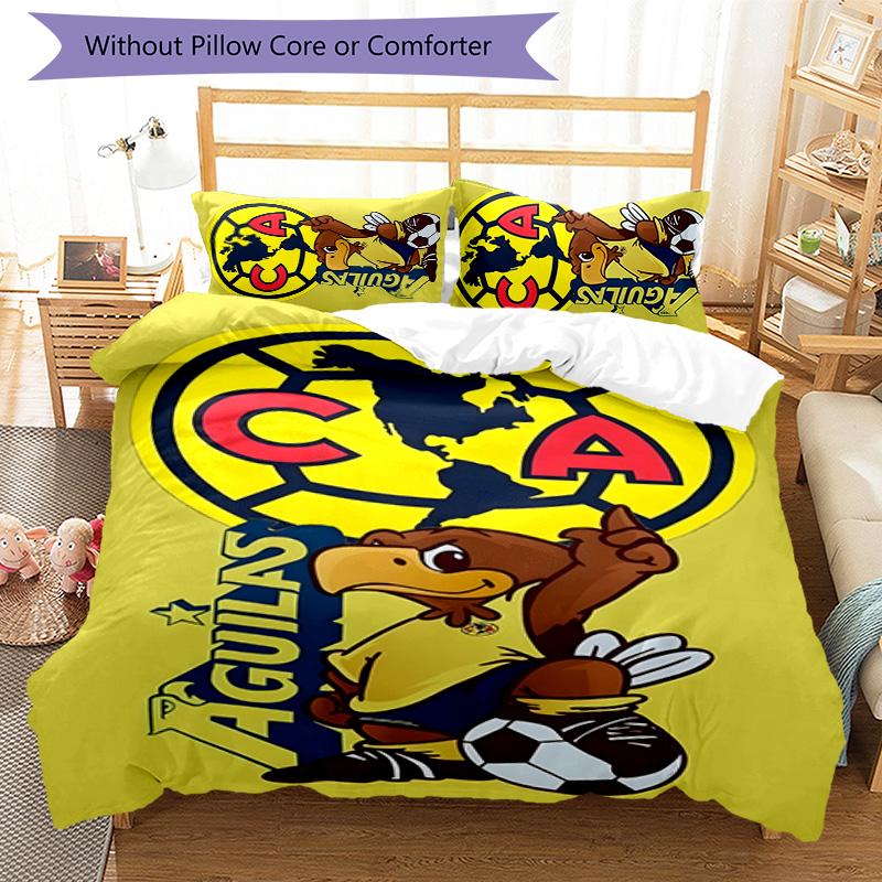Club América 3pcs Bedding Set Duvet Cover Closure Includes 1 Duvet Cover & 2 Pillowcases for All Seasons Bedroom Home Dorm Decor