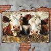 Plaque Métal Étain Vintage 20x30 Décor Mural Rétro Ferme Deux Vaches Art Rustique Fer