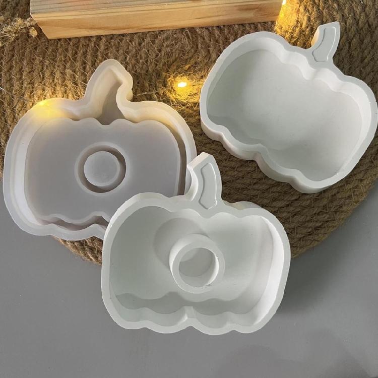 Pumpkin Shape Silicone Candlestick Molds for Candle Holder Epoxy Resin Pumpkin Shape Silicone Candle Holder Molds