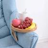 Natural Wooden Snack Tray Foldable Clip-On Tray Specific Storage Sofa Tray  Remote Control Storage