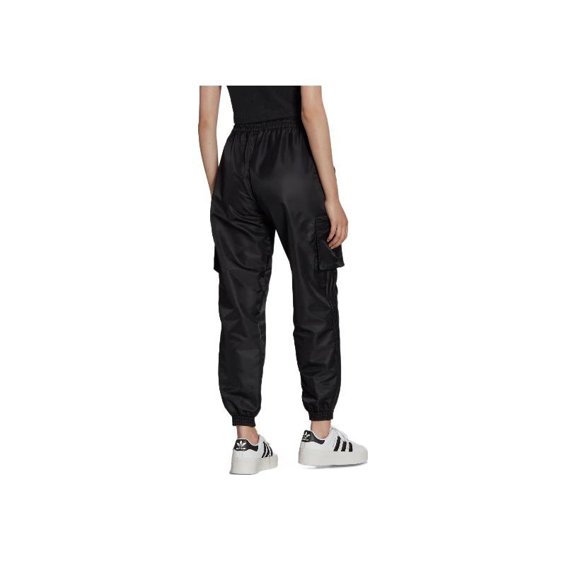 adidas Originals Trefoil Solid Color Pocket Logo Joggers With Drawstring Cuffs Women Bottoms Black HL9067