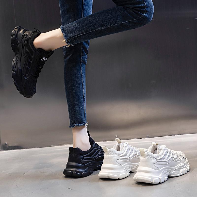 Leather Dad Shoes Women's Ins Running Shoes Spring 2025 New Thick-soled Heightening Sports Shoes Women's Casual Women's Shoes