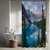 1pc landscape shower curtain bathroom decorative polyester fabric with 12 hooks, 70. 8 x 70.8 inch bathroom curtains