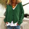 Lockere Passform V-Ausschnitt Pullover Mantel Langarm Strickjacke Einfarbig Gestrickt Damen Pullover