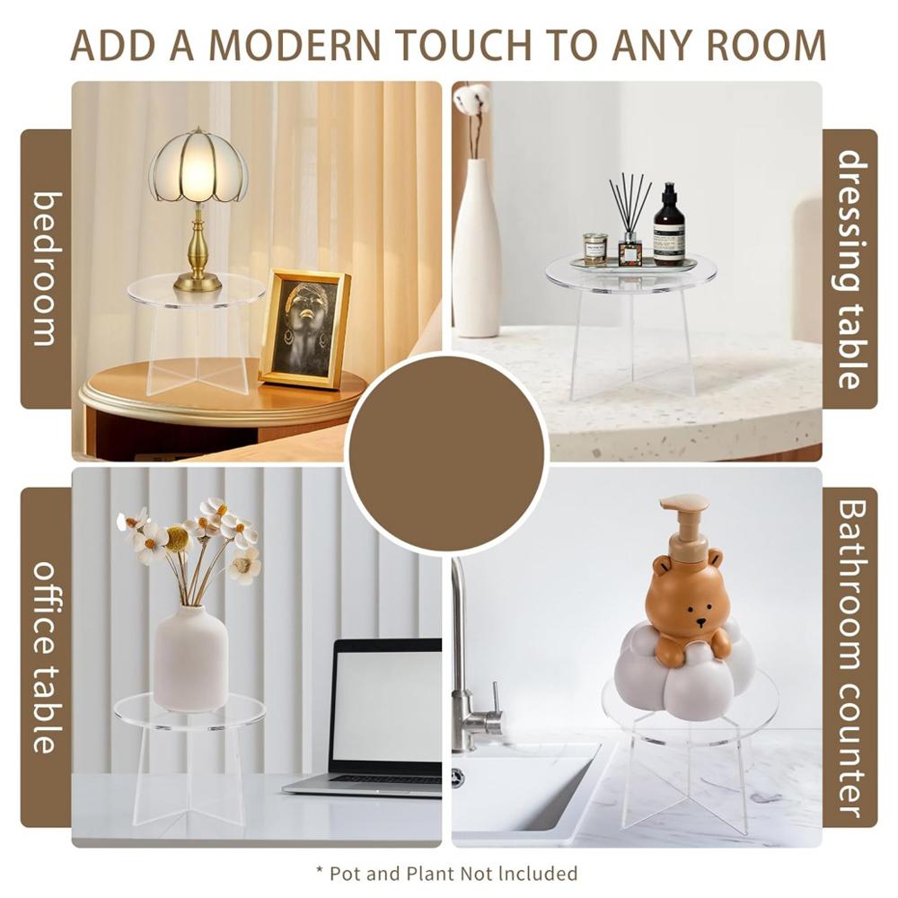 2 Pack Clear Acrylic Plant Stand Indoor Multifunctional Display Stand Modern Home Room Decor Stand