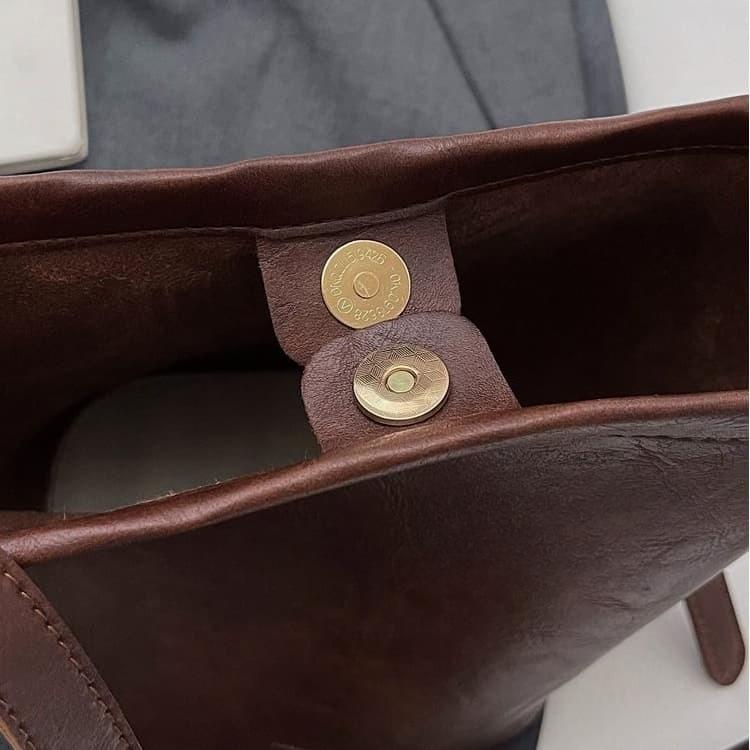 Retro Texture Bucket Bag Women's Shoulder Messenger Bag