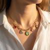 18 K Gold Plated Pendant Necklace Stainless Steel Choker Necklaces Charm Chain  Women's Jewelry