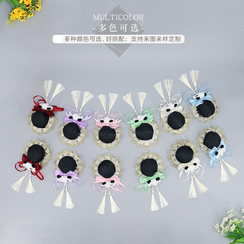 Lolita Antique Headgear Fringed Girl Cute Ball Head Pair Panda Bun Head Hairpin Hair Accessories