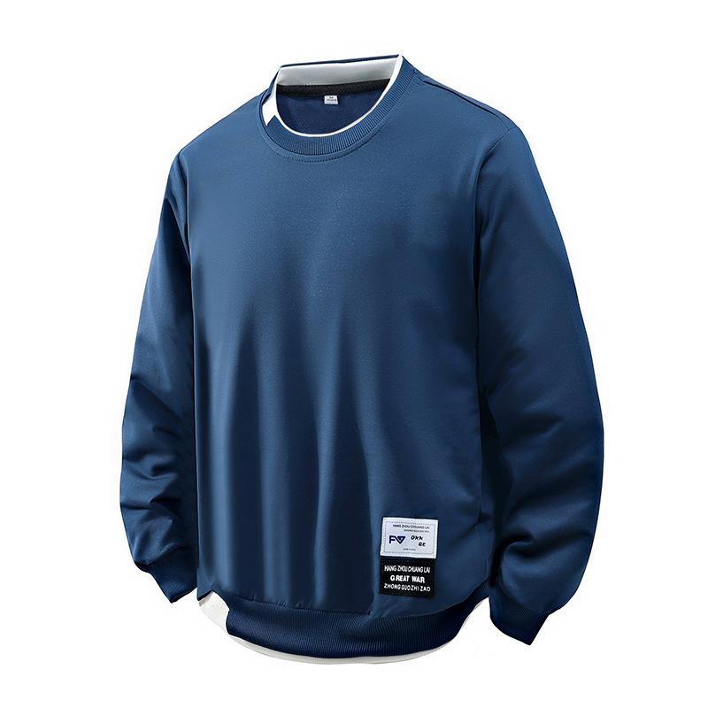 Herre hettegenser avslappet allsidig kjekk genser rund hals ensfarget langermet t-skjorte