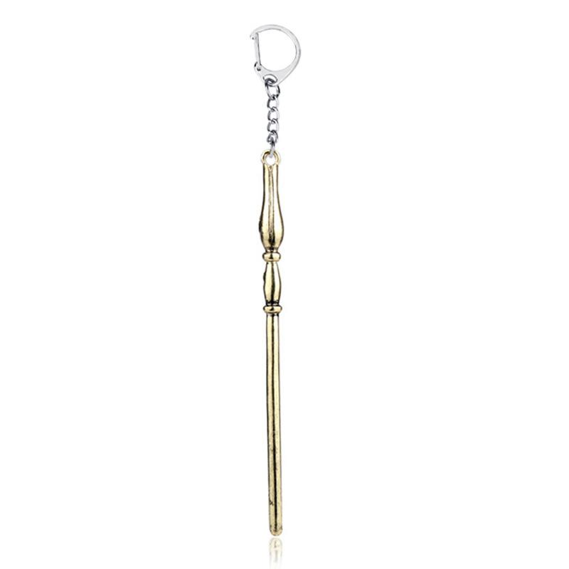 Metal Magic Wand Keychain Toy Movie Cosplay Prop Pendant Keychain Car Backpack Keychain Retro Jewelry Christmas Gift for Friends