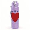 1PC Love Is A Kindness Red Heart Print 750ml Color Plastic Sports Water Bottle Leakproof Flip Straw Lid Suitable for Sports Office Home Use