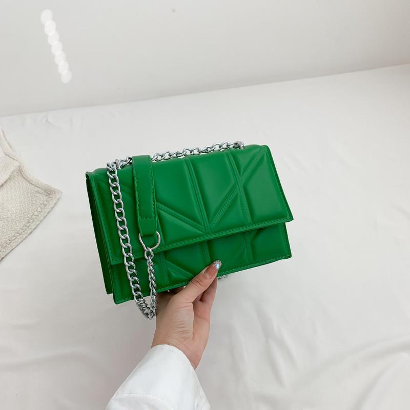 Stylish Pu Material Women's Chain Shoulder Bag Trendy Small Square Purse For Daily Use
