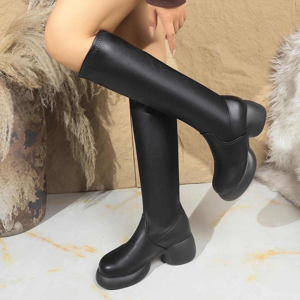 Large and Small Tube Tall Boots Female Handsome Personality Versatile Fashion Boots Lightweight and Comfortable Knight Boots Fashion Women's Boots