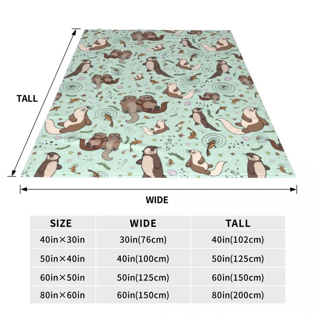 Sea Otters Blanket Cute Animal Travelling Flannel Throw Blanket Warm Soft Living Room Customized Bedspread Gift
