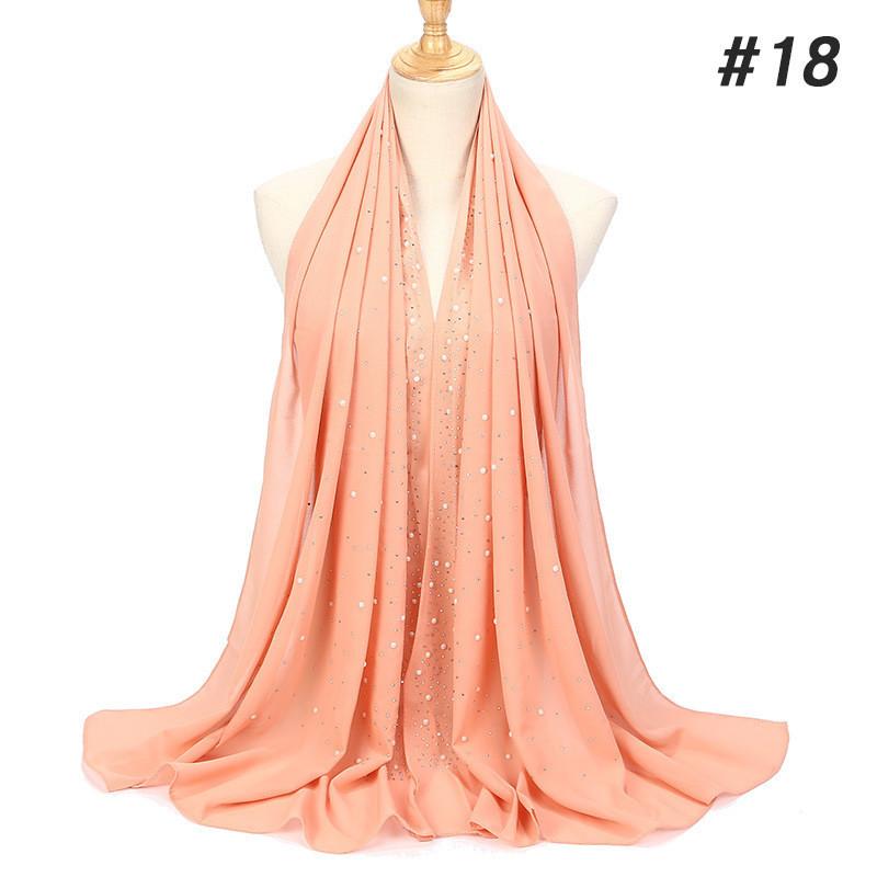 women plain bubble pearl chiffon scarf Head hijab wrap solid shawls headband foulard femme muslim hijabs stores