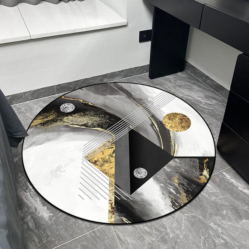 Tapis Rond Style Luxe Salon Décoration Maison Chambre à Coucher Tapis Rond Grande Surface Vestiaire Lavable Antidérapant Tapis de Sol Personnalisable