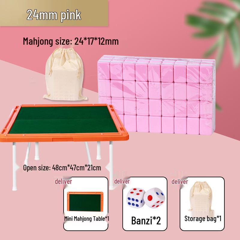 Compact Travel Mahjong Set - 24mm & 30mm Tiles, Solid Carved Sparrow Design, Ideal for Dorms and Table Games