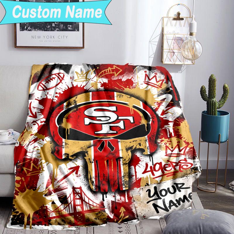 Custom Name Blanket Vintage 49ers Football Blanket Bedding Blanket for Travel, Camping, Living Rooms, Offices, Sofas, Fan Christmas gift