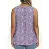 Summer Small Floral Print Round Neck Knit Sleeveless Vest Top Women