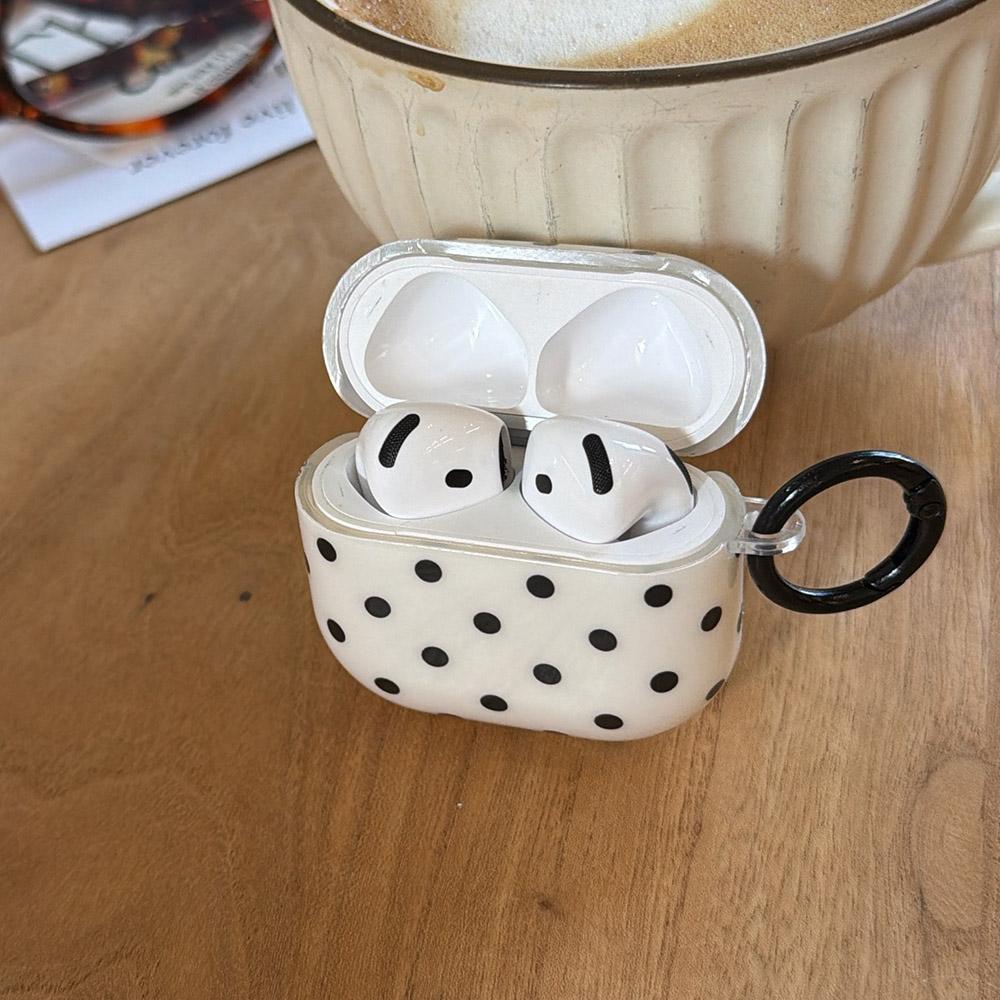 Korea Simple Cute Black Polka Dots White Silicone Earphone Case for Apple Airpods 1 2 3 4 Pro 3 2 Soft Cover With