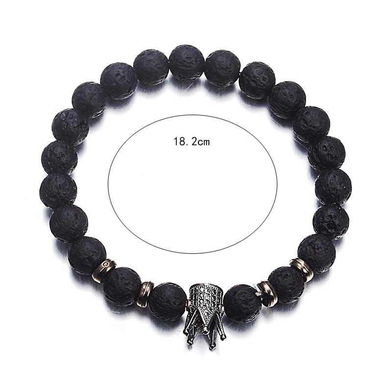 Couple Distance Black Lava Beads Handmade Bracelets Charm Crown Men's Natural Stone Bracelet Women Yoga Jewelry