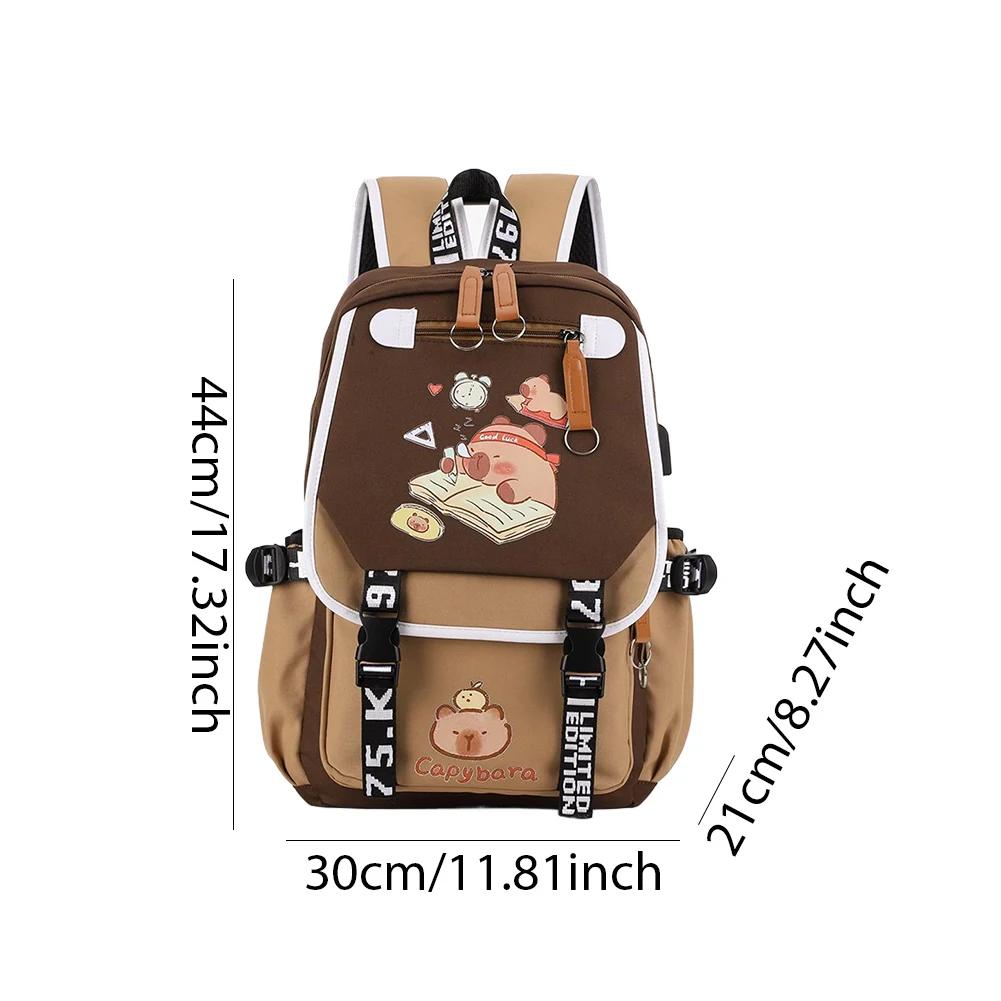 Capybara Backpack for Girls Boys Students Cute Kawaii Laptop Backpack Adjustable Strap Large Capacity Bookbag for School Travel
