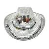 Disco Western Cowboy Hat for Men Women, Sparkly Silver Disco Mirror Hat for Music Festivals, Concerts, Western Party