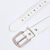 Women PU Leather Belt Heart Hole Decoration Solid Color Belt