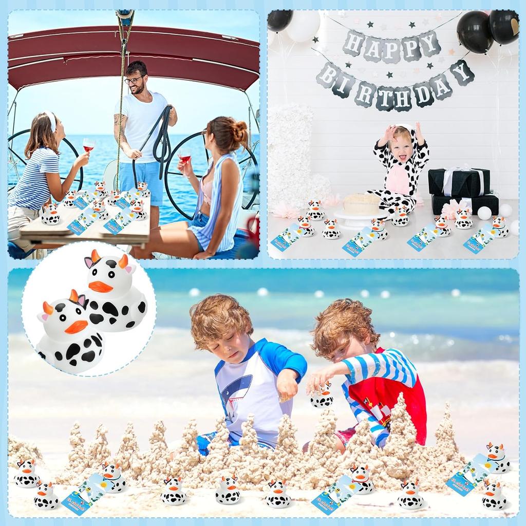 72 Pcs Glow in The Dark Rubber Cow Ducks Tag Cruise Kit Includes 24 Mini Cruising Rubber Cow Ducks 24 Cruising Tags 24 Elastic Bands for Cruising