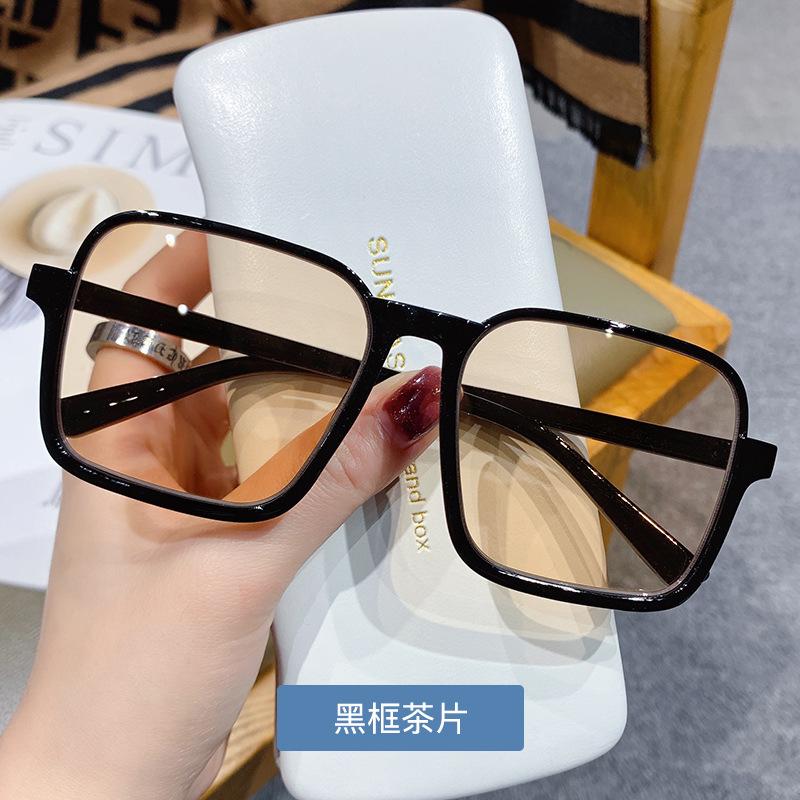 New Fashionable Brown Sunglasses Black Large Frame Anti Blue Light Glasses Computer Glasses Men Clear Glasses  UV400