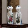 Handmade Hand-Painted Ceramic Qipao Vase – Chinese Style Home Decor Ornament