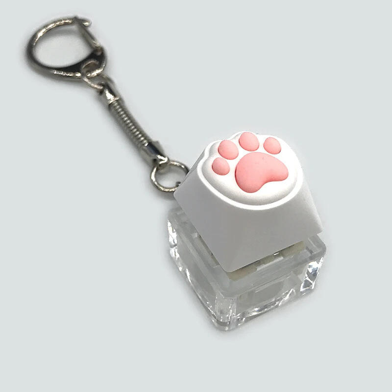 Glowing LED Cat Paw Soft Keycap Keyring Fidget Charm