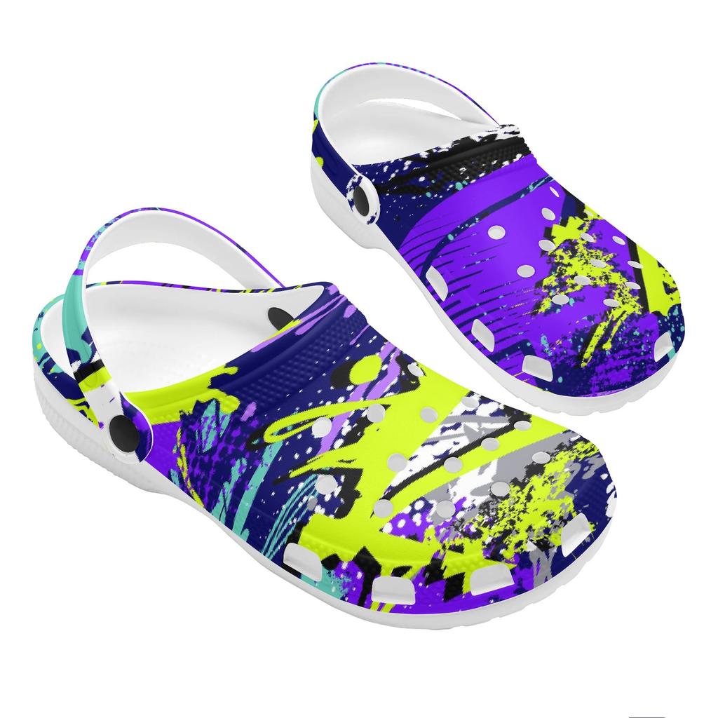 Women Men Printed EVA Clogs Lightweight Breathable Garden Shoes Slip On Beach Pool Bathroom Home Casual Sandals Indoor Wear