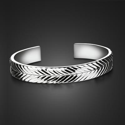 Starověké 100% 925 mincovní stříbro Módní náramek Punk Leaves Pro ženy Náramky Diy Ozdoby Muži Pulseira Páry Šperky Dárky